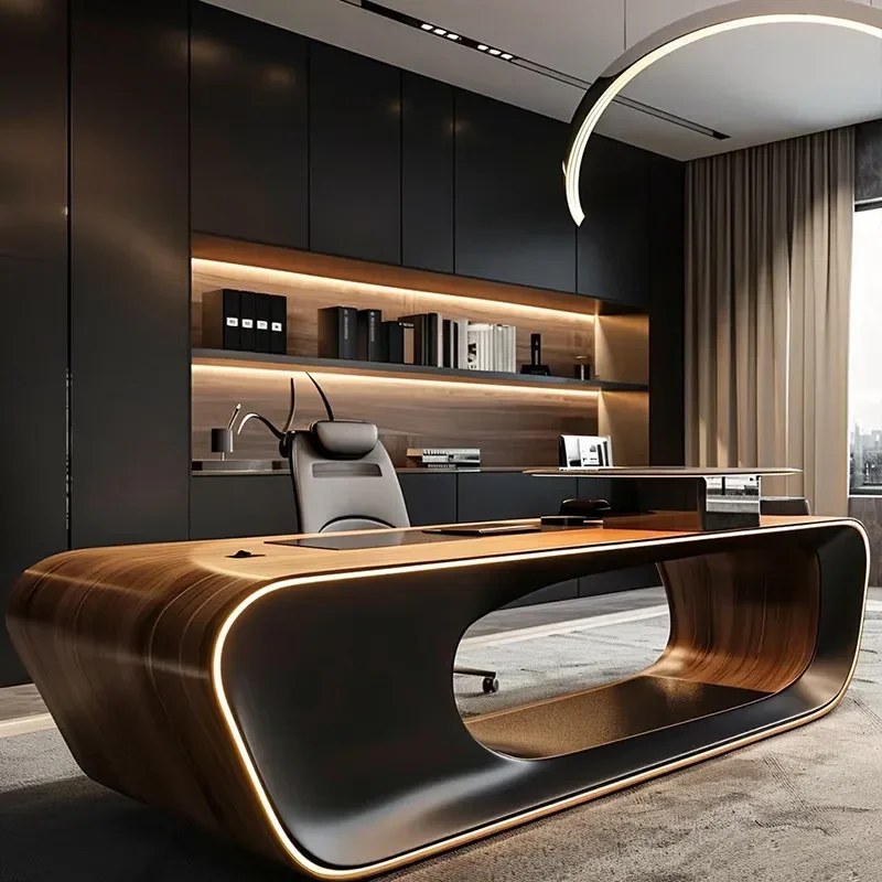 Office Furniture High End - โต๊ะคอมพิวเตอร์ ความเรียบง่ายทันสมัย หรูหราเบาๆ และให้ความรู้สึกหรูหรา โต๊ะสำนักงาน โต๊ะทำงาน