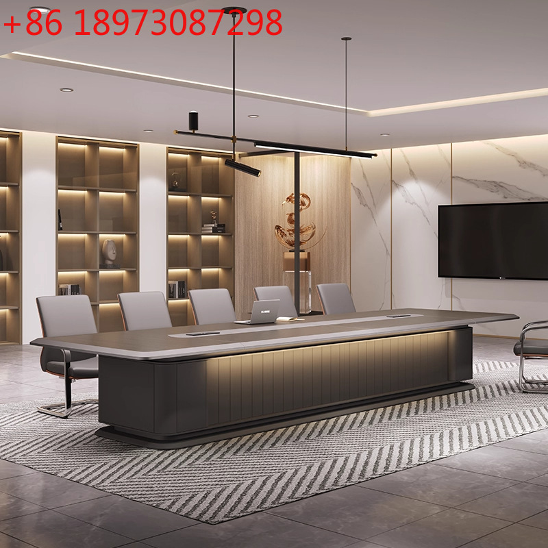 Office Furniture High End - โต๊ะประชุมสำนักงานขนาดใหญ่ เรียบง่าย ทันสมัย สำหรับการเจรจาธุรกิจ ระดับไฮเอนด์ หรูหราเบาๆ