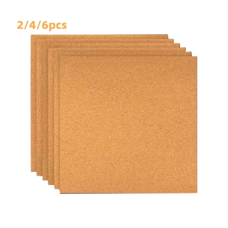 Bulletin Board Cork - กระดานไม้ก๊อกทรงสี่เหลี่ยมพร้อมแผ่นกาวด้านหลัง 2/4/6 ชิ้น ขนาด 12 นิ้ว