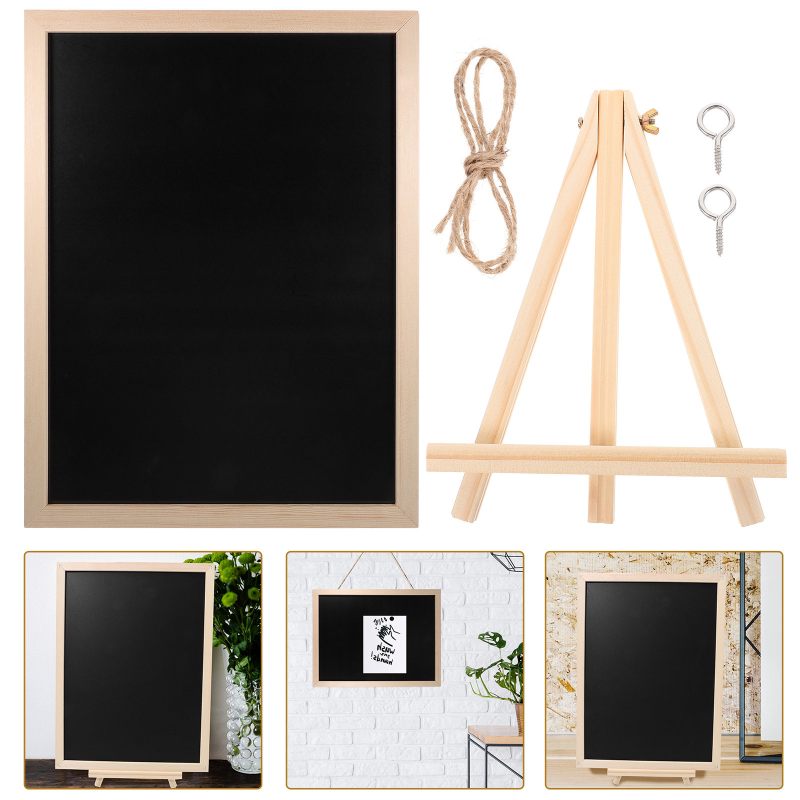 Bulletin Board Cork - 1 ชุดกระดานไม้พร้อมแผ่นไม้ก๊อกสำหรับติดข้อความ ตกแต่งผนังบ้านหรือสำนักงาน ใช้เป็นกระดานประกาศแจ้งเตือน