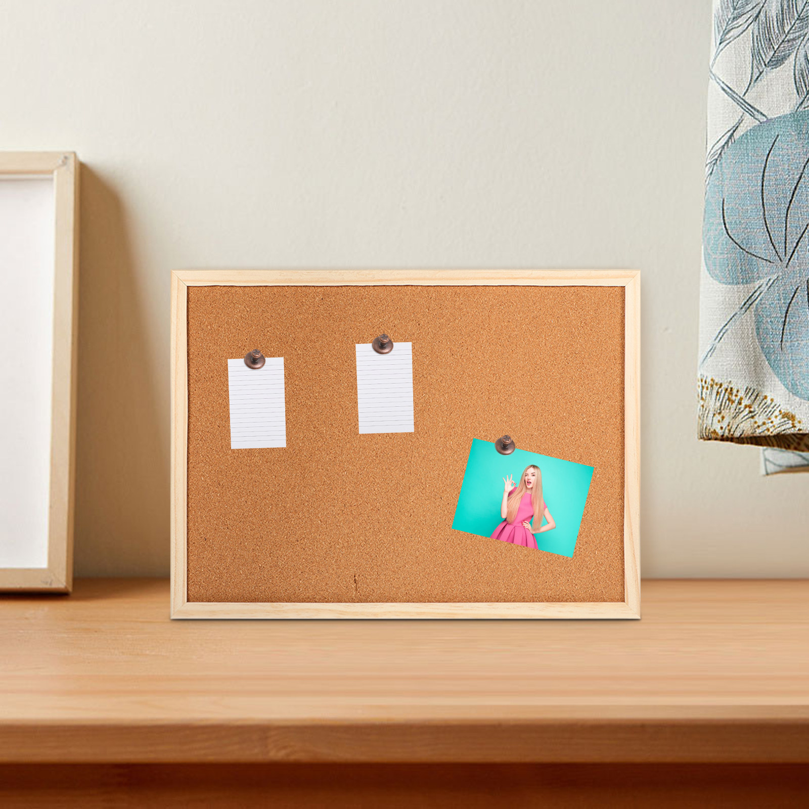 Bulletin Board Cork - 1 ชุดกระดานไม้ก๊อกขนาดเล็กสำหรับติดข้อความ กระดานแสดงข้อความไม้สำหรับแสดงบันทึกข้อความ ใช้ในสำนักงาน ห้องเรียน หรือติดผนัง