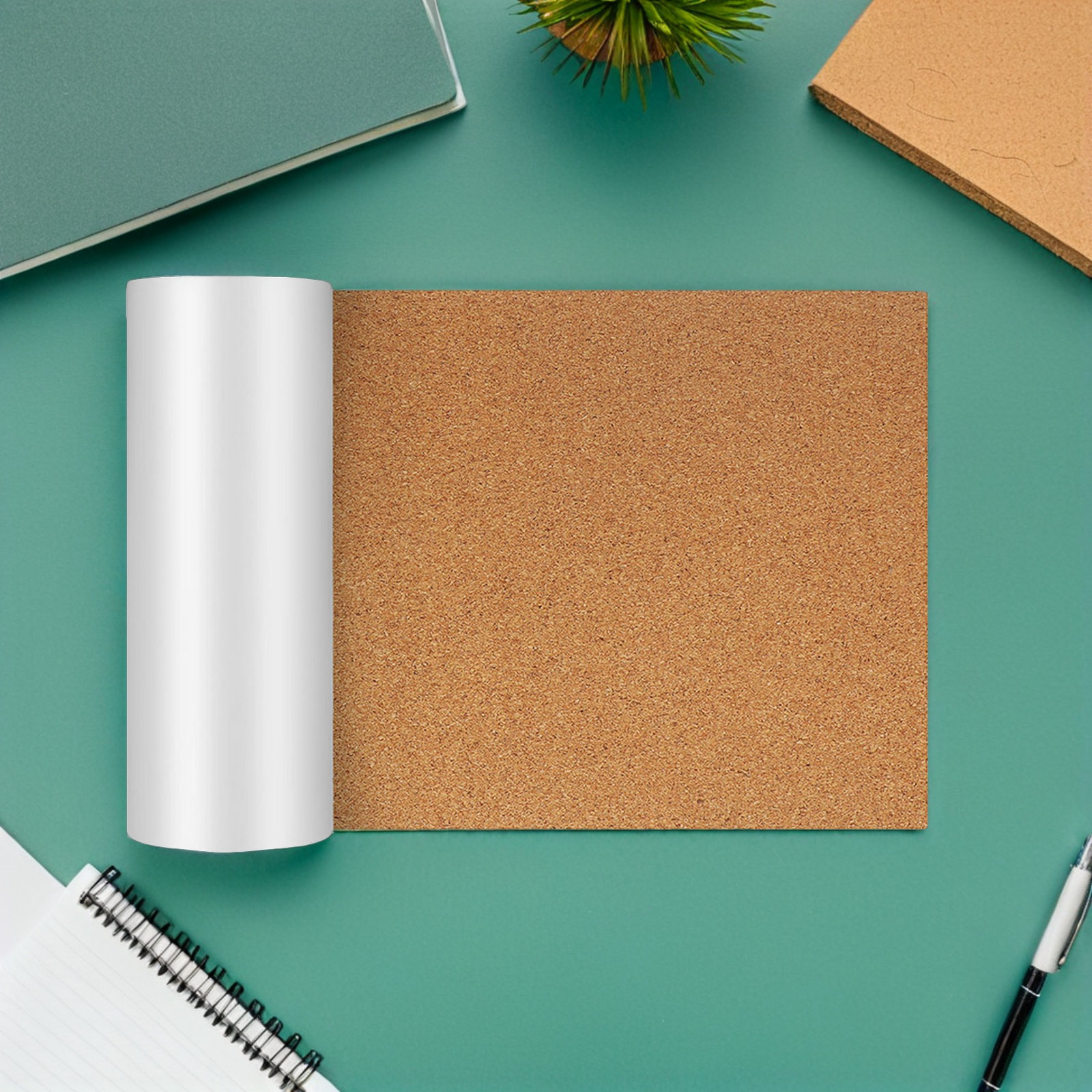 Bulletin Board Cork - แผ่นกระดานไม้ก๊อกแบบมีกาวในตัว ขนาด 23.6x11.8 นิ้ว ม้วนไม้ก๊อกแบบติดเอง สำหรับกระดานประกาศ