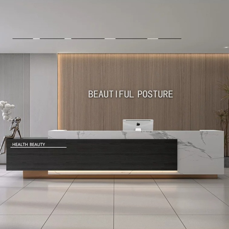Office Furniture High End - โต๊ะต้อนรับสไตล์มินิมอลสมัยใหม่ โรงแรมระดับไฮเอนด์สไตล์นอร์ดิก ร้านเสริมสวย เคาน์เตอร์แคชเชียร์ เฟอร์นิเจอร์สำนักงานร้านเสริมสวย บัลคาโน