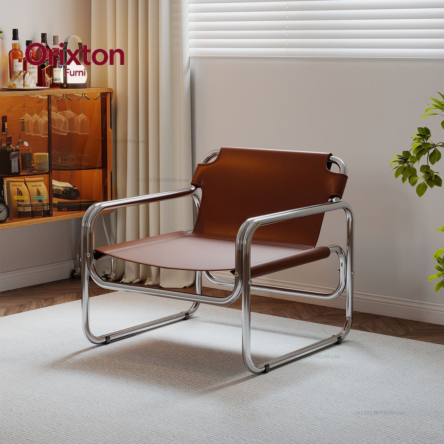 Office Furniture For Sale - เก้าอี้พักผ่อนหนังสไตล์โมเดิร์น โครงโครเมียม สำหรับห้องนั่งเล่น ห้องนอน สำนักงาน ระเบียง