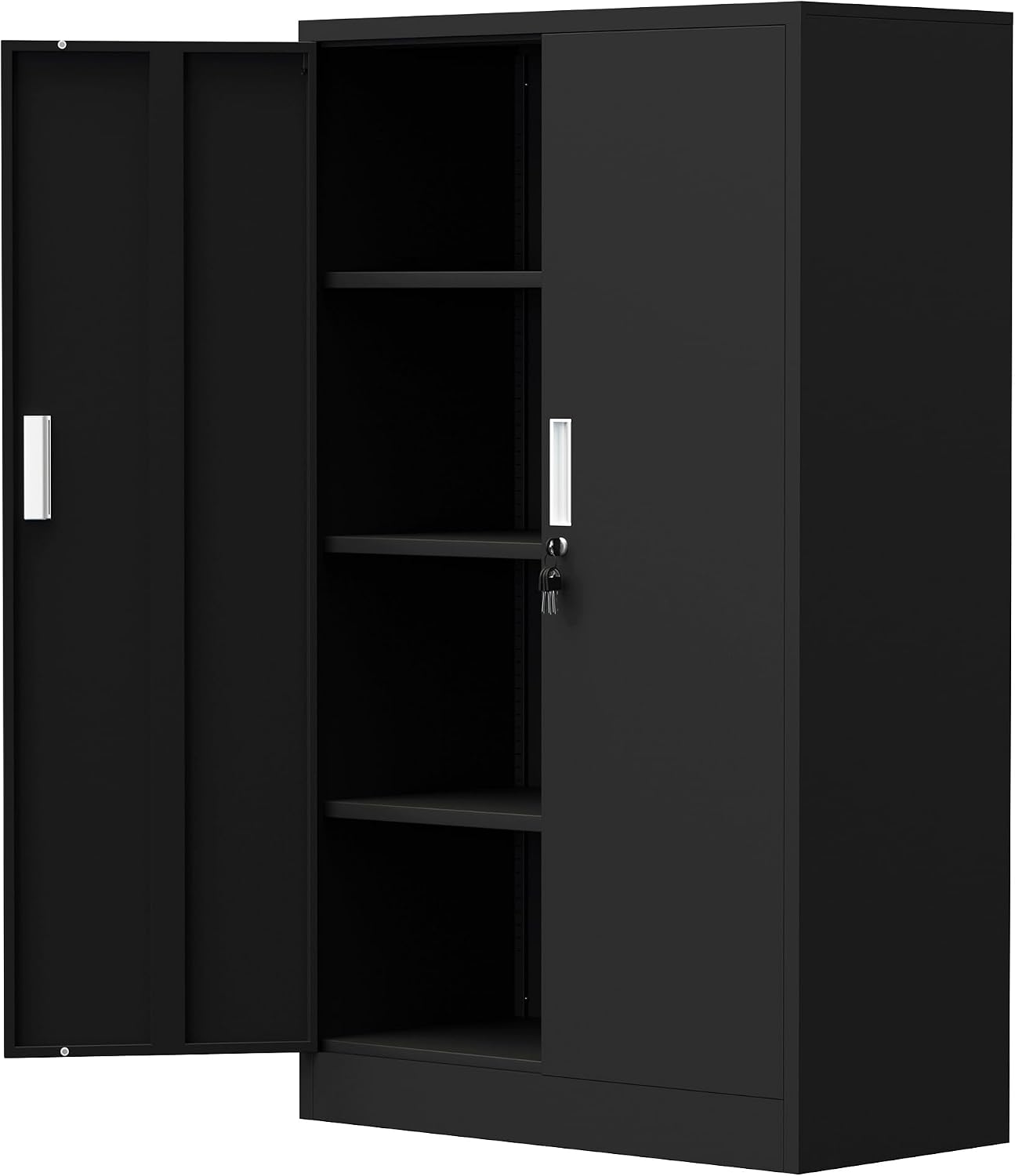 Office Storage Cabinet - ตู้เก็บของโลหะสูง 53.5 นิ้ว พร้อมประตูล็อคและชั้นวางปรับระดับได้ ออแกไนเซอร์อเนกประสงค์สำหรับบ้าน สำนักงาน