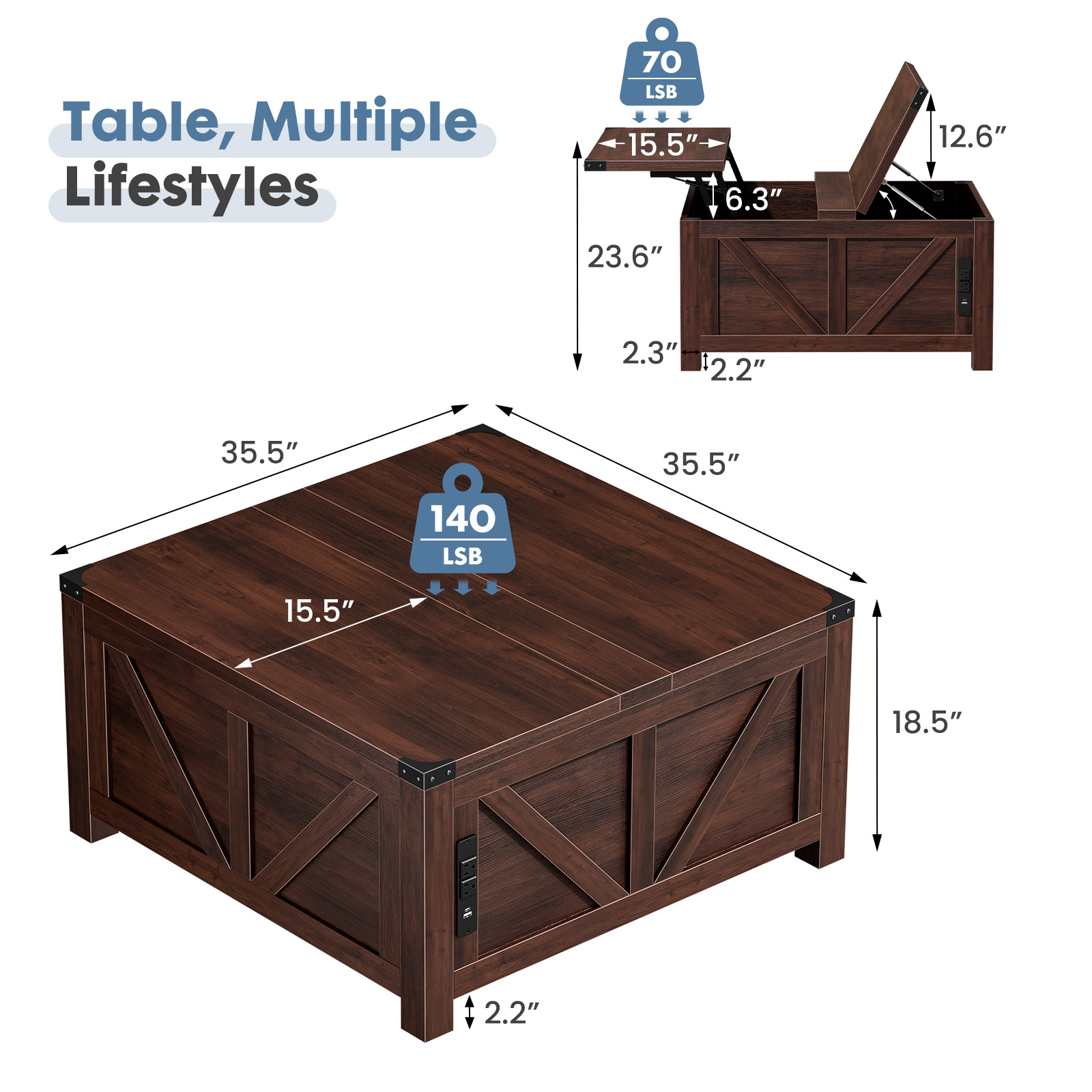 โต๊ะกาแฟยกได้ JHK 35.6 นิ้ว พร - Office Furniture Plan บทวิจารณ์และราคา