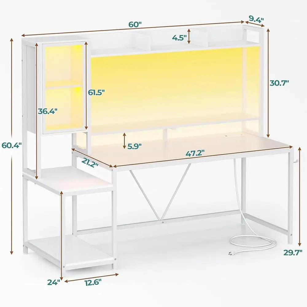 โต๊ะเล่นเกมพร้อมไฟ LED 60 ดวง  - Gaming Desk With Hutch บทวิจารณ์และราคา
