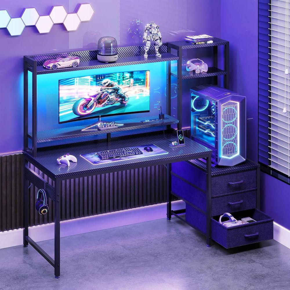 โต๊ะเล่นเกมขนาด 48 นิ้ว พร้อมต - Gaming Desk With Hutch บทวิจารณ์และราคา