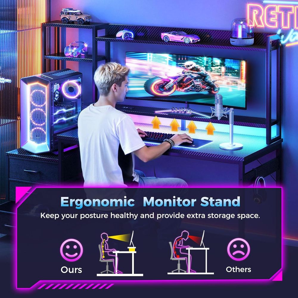 โต๊ะเล่นเกมขนาด 48 นิ้ว พร้อมต - Gaming Desk With Hutch บทวิจารณ์และราคา