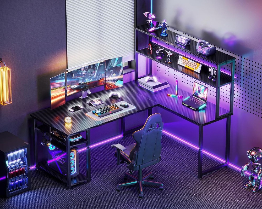 โต๊ะเกมมิ่งรูปตัว L ขนาด 53 นิ - Gaming Desk With Hutch บทวิจารณ์และราคา