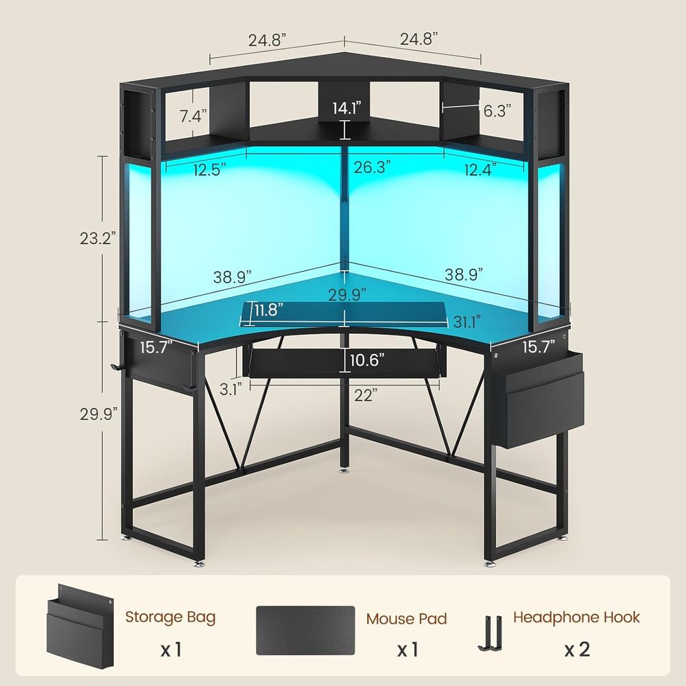 โต๊ะทำงานขนาด 39 นิ้ว กว้าง x  - Gaming Desk With Hutch บทวิจารณ์และราคา