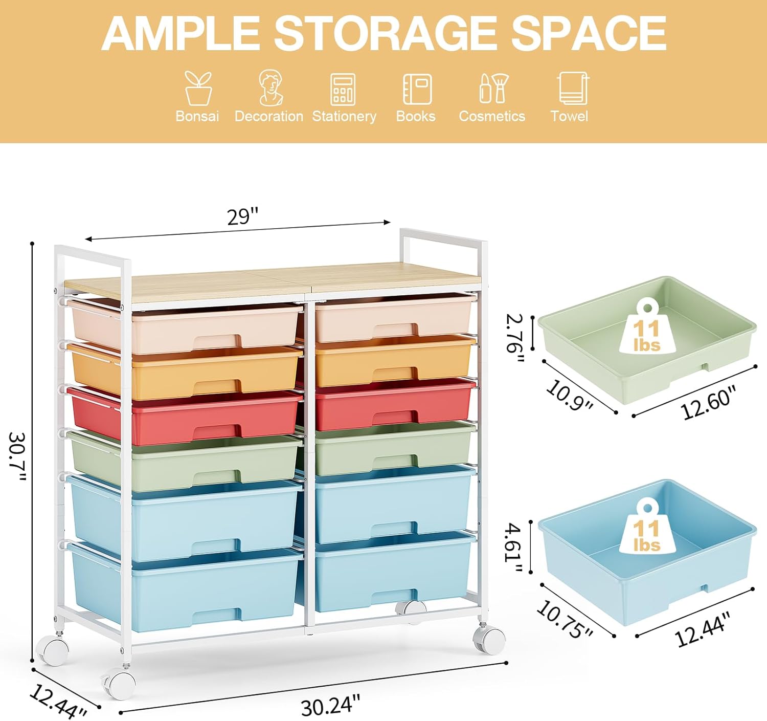 รถเข็นเก็บของแบบมีล้อพร้อมลิ้น - Office Supply Cart บทวิจารณ์และราคา