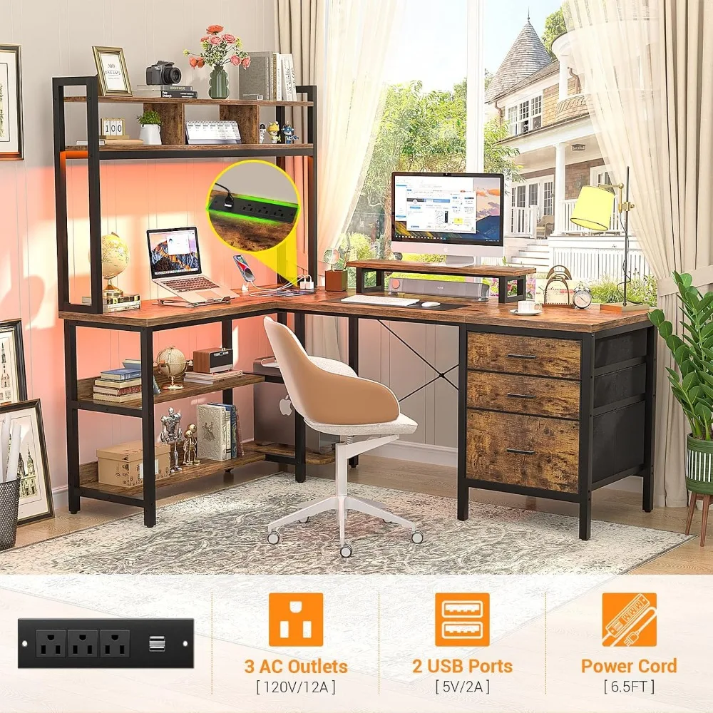 โต๊ะทำงานรูปตัว L ยี่ห้อ Aheap - Gaming Desk With Hutch บทวิจารณ์และราคา