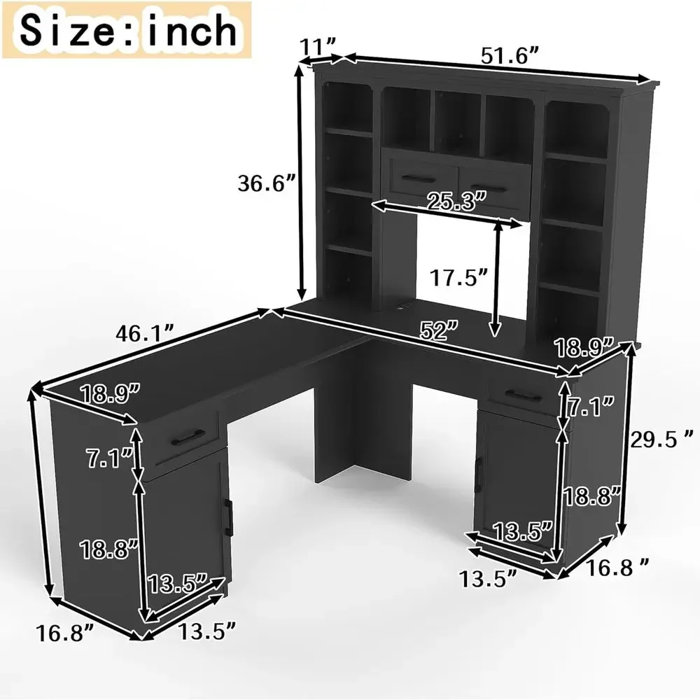 โต๊ะทำงานรูปตัว L พร้อมที่เก็บ - Gaming Desk With Hutch บทวิจารณ์และราคา
