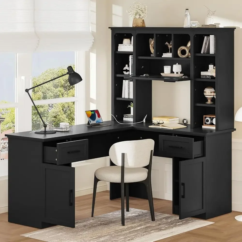 โต๊ะทำงานรูปตัว L พร้อมที่เก็บ - Gaming Desk With Hutch บทวิจารณ์และราคา