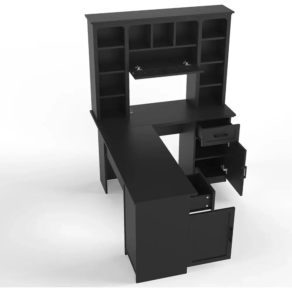 โต๊ะทำงานรูปตัว L พร้อมที่เก็บ - Gaming Desk With Hutch บทวิจารณ์และราคา