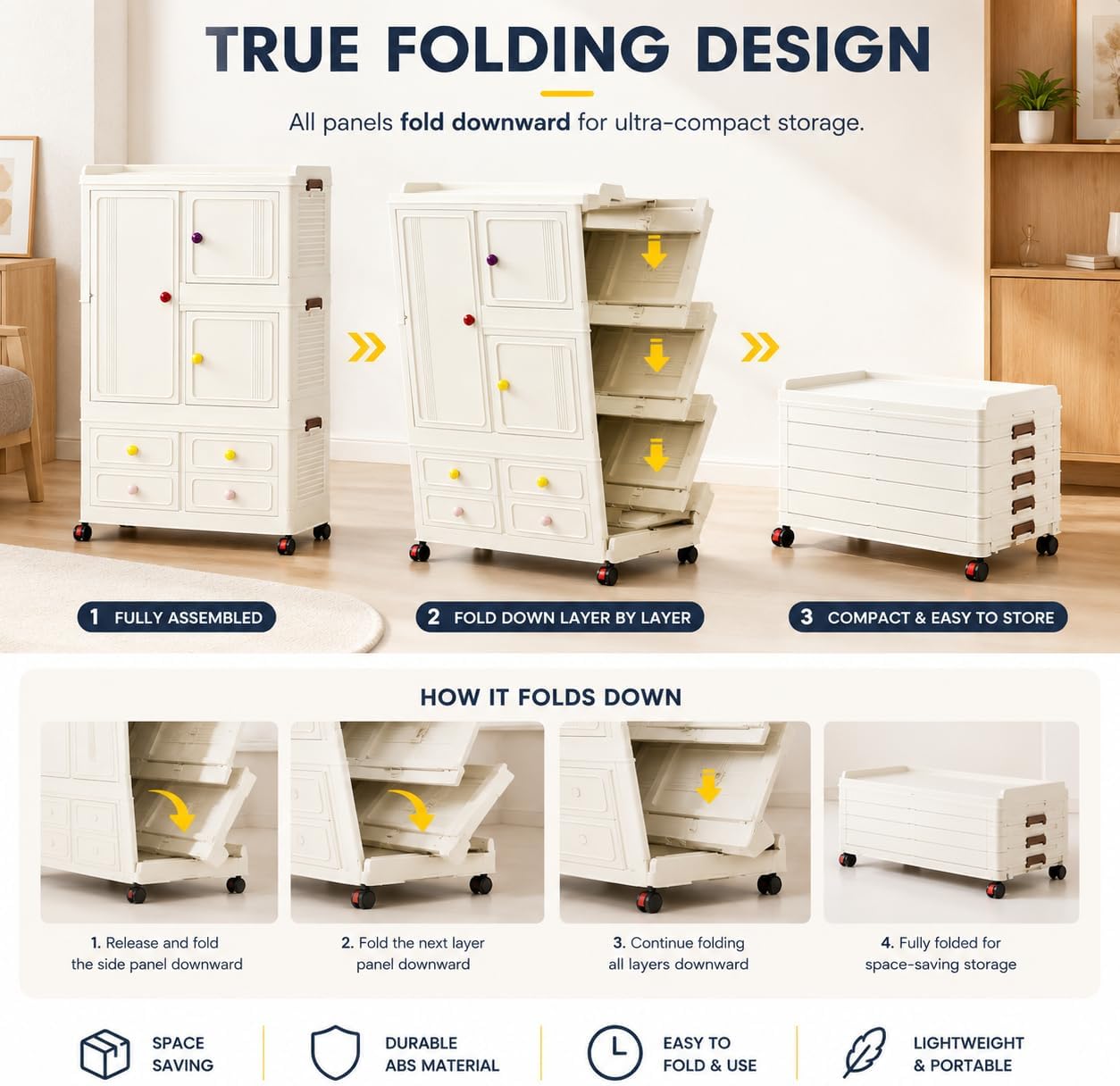 ตู้เก็บของแบบพับได้พร้อมล้อและ - Office Storage Cabinet บทวิจารณ์และราคา