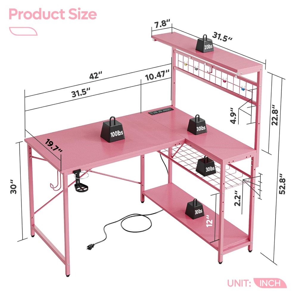 โต๊ะเกมมิ่ง 42 ลิตร โต๊ะคอมพิว - Gaming Desk With Hutch บทวิจารณ์และราคา