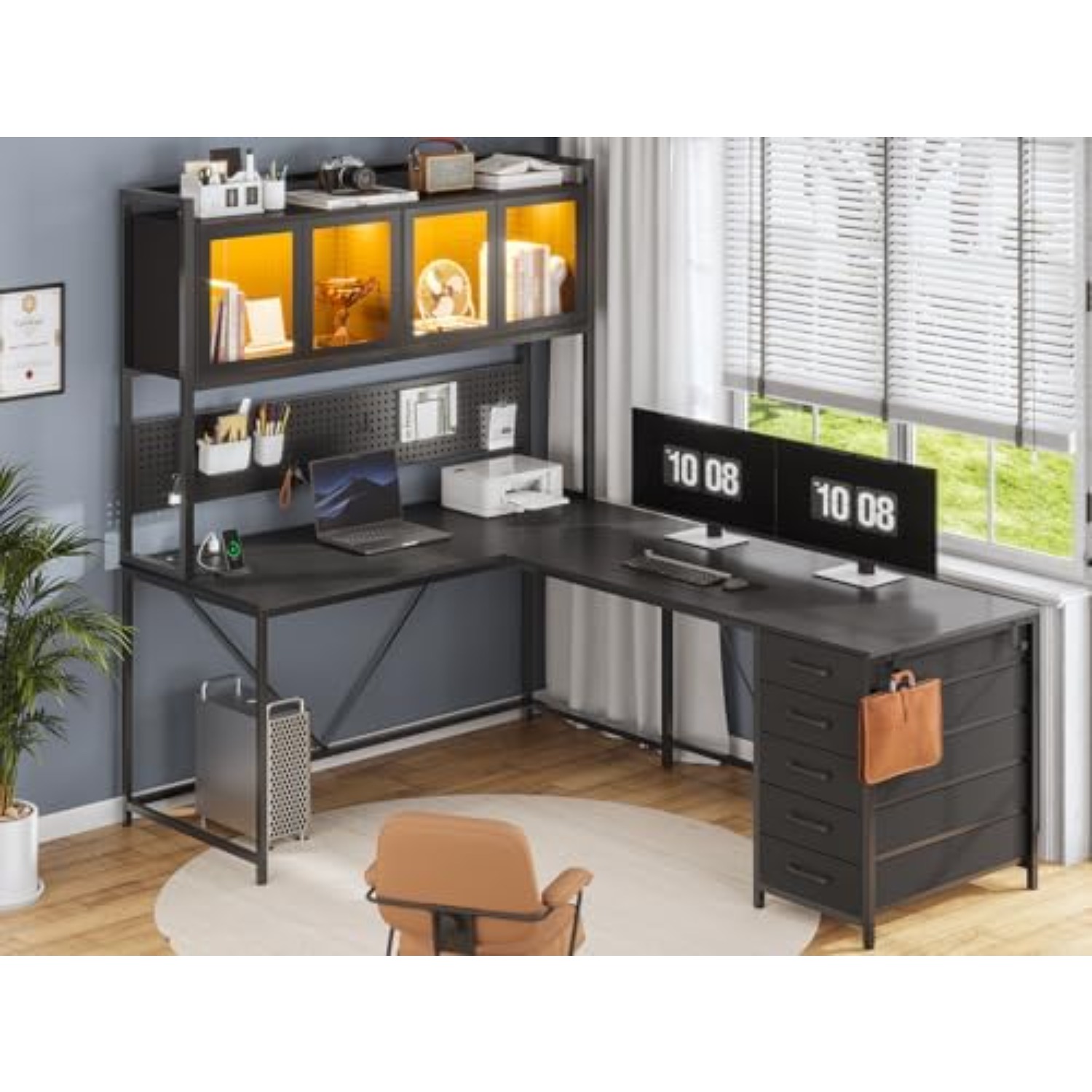 โต๊ะเกมมิ่งทรงตัวแอลพร้อมลิ้นช - Gaming Desk With Hutch บทวิจารณ์และราคา