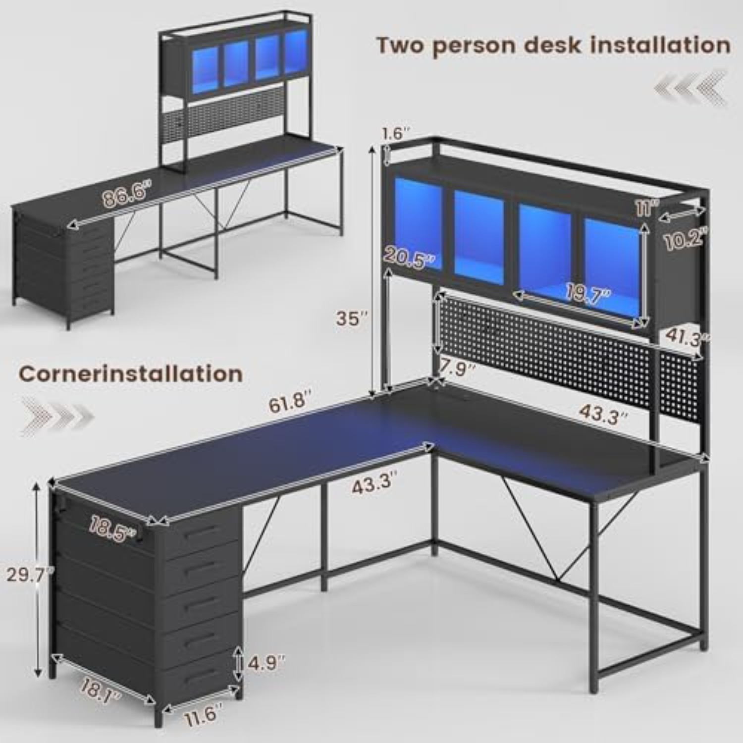 โต๊ะเกมมิ่งทรงตัวแอลพร้อมลิ้นช - Gaming Desk With Hutch บทวิจารณ์และราคา