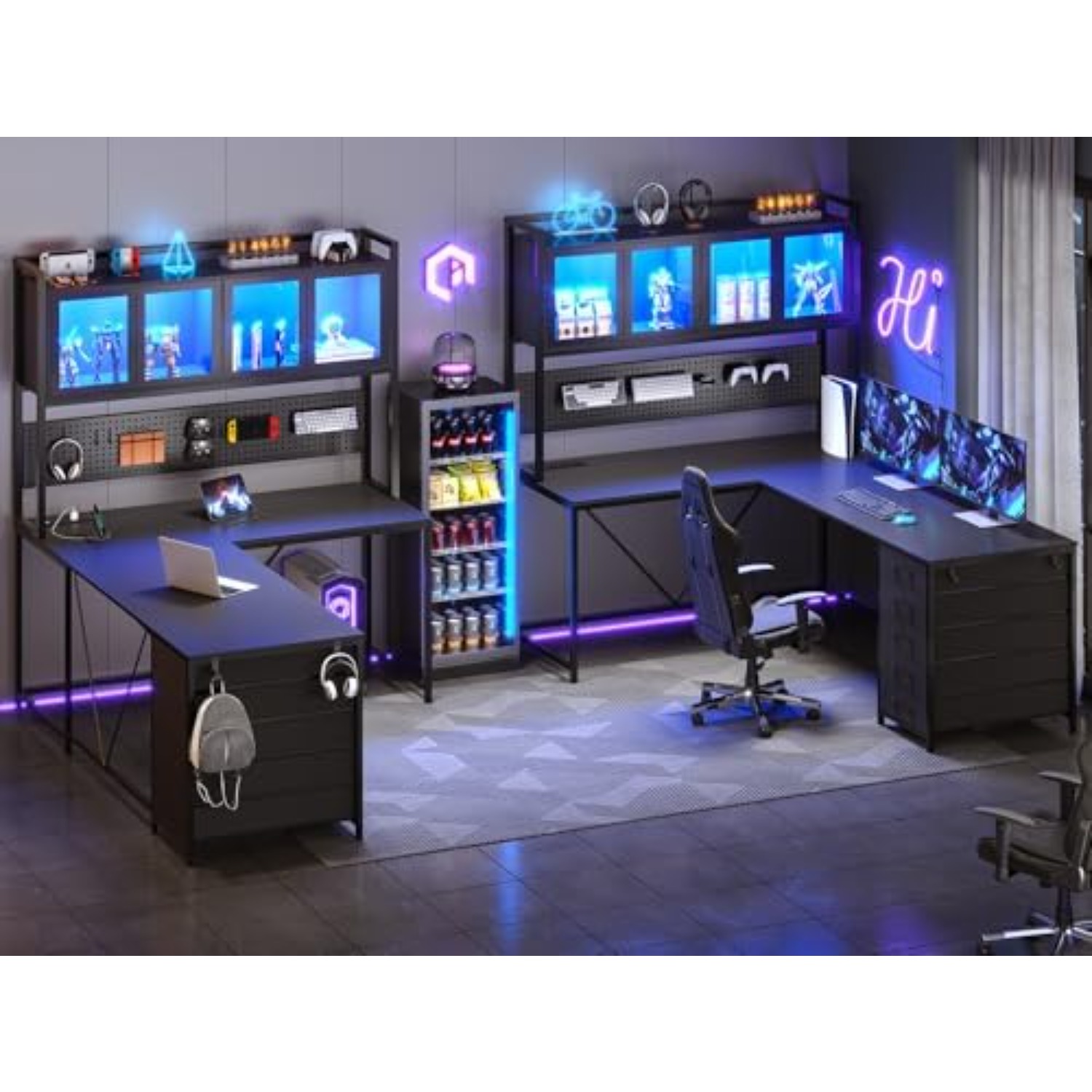 โต๊ะเกมมิ่งทรงตัวแอลพร้อมลิ้นช - Gaming Desk With Hutch บทวิจารณ์และราคา