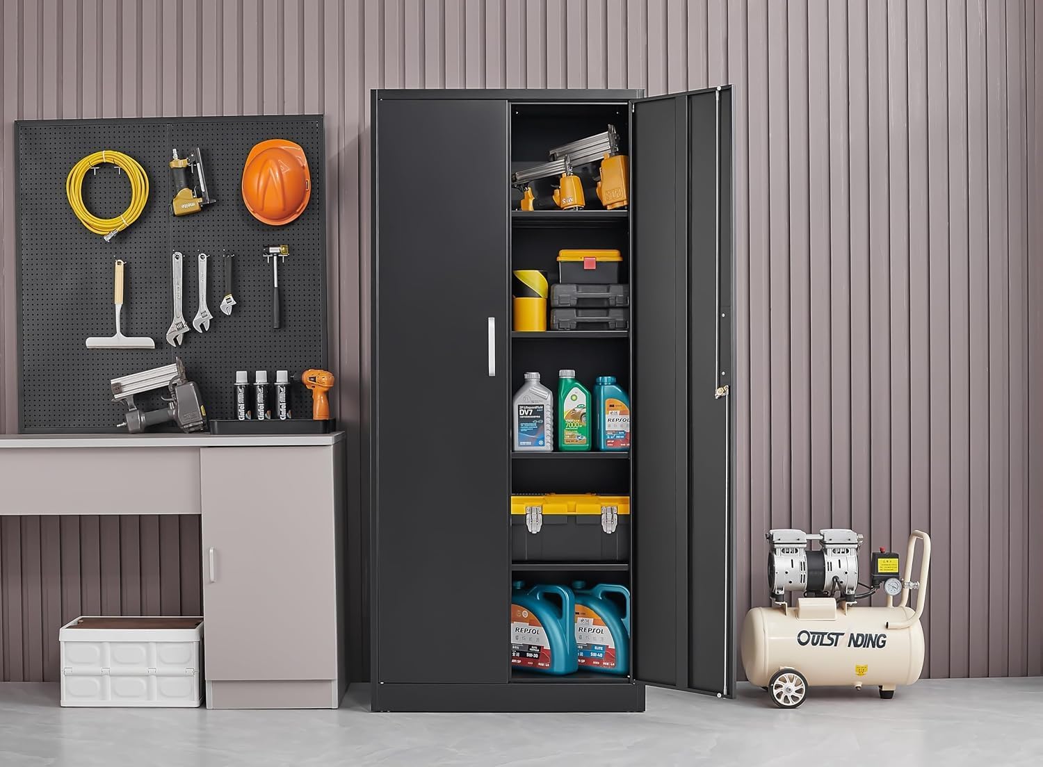 ตู้เก็บของโลหะพร้อมชั้นวางปรับ - Office Storage Cabinet บทวิจารณ์และราคา