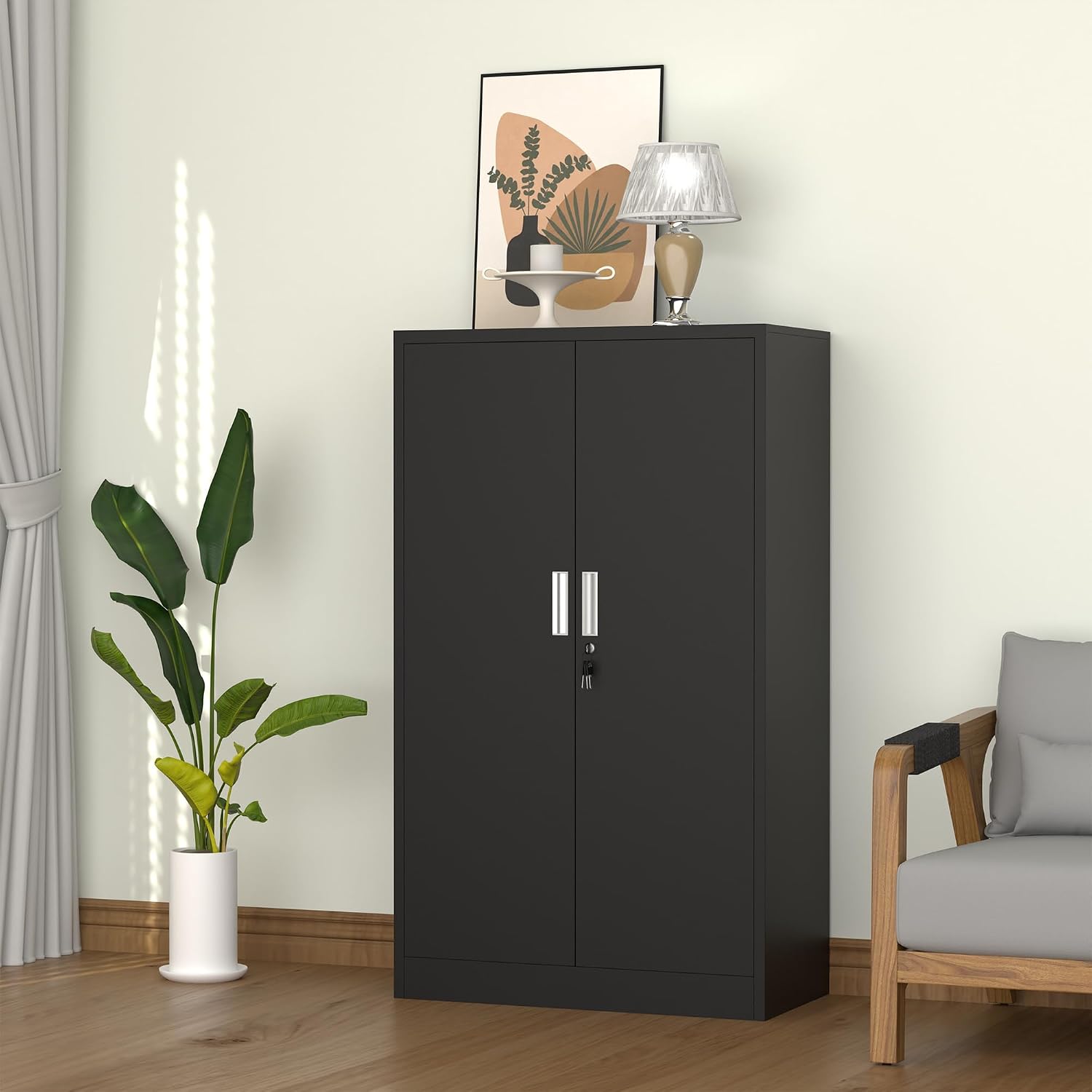 ตู้เก็บของโลหะสูง 53.5 นิ้ว พร - Office Storage Cabinet บทวิจารณ์และราคา