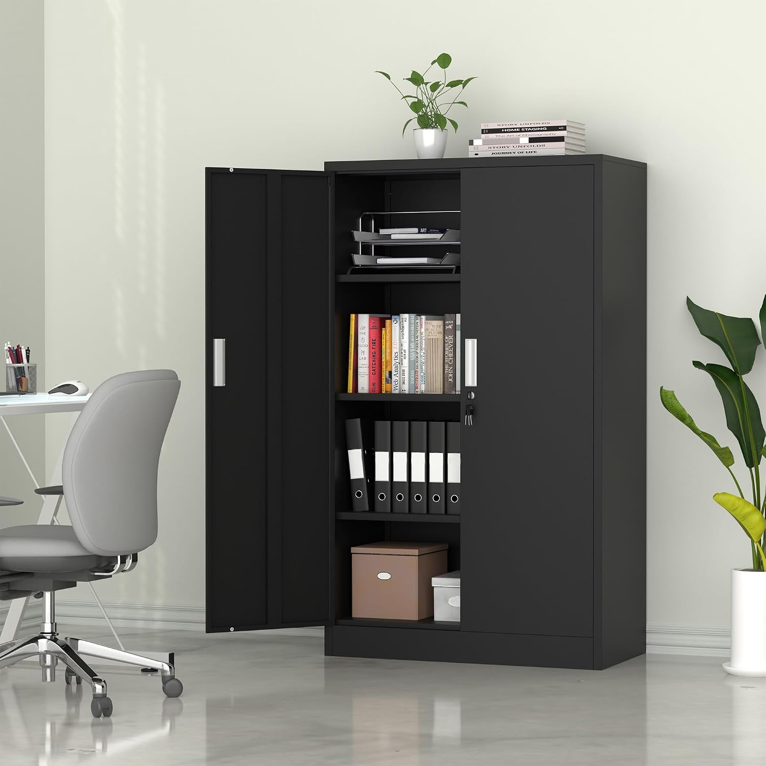 ตู้เก็บของโลหะสูง 53.5 นิ้ว พร - Office Storage Cabinet บทวิจารณ์และราคา